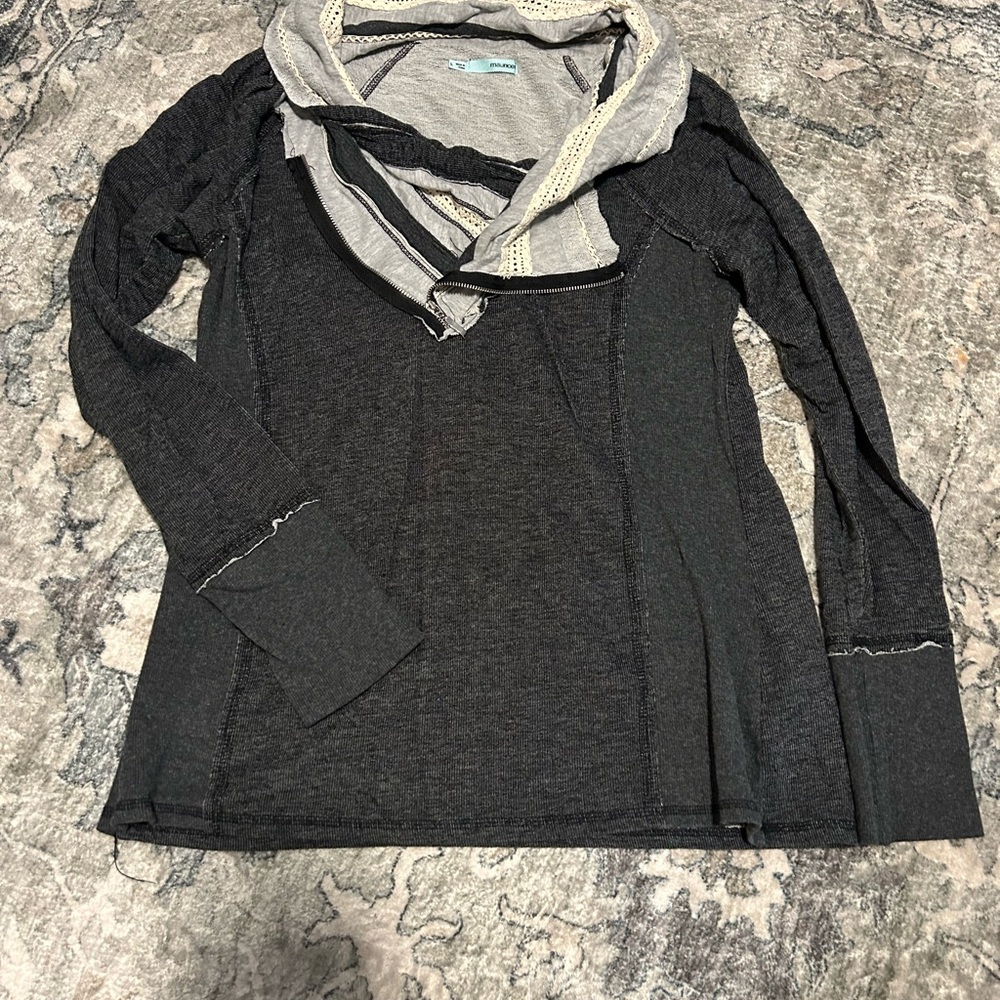 Maurices Black and Gray Cowl Neck Sweater